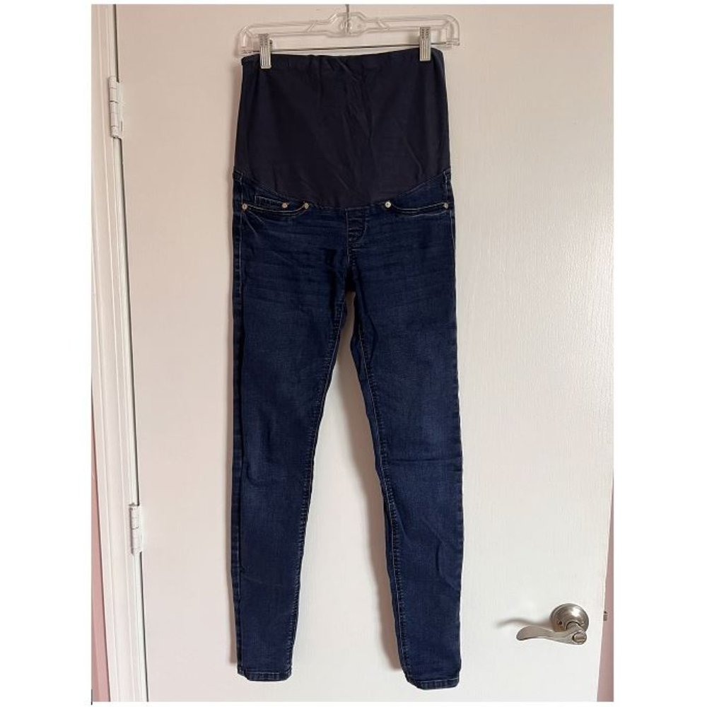H&M High Rise Maternity dark blue Jeans size 4. Super skinny.